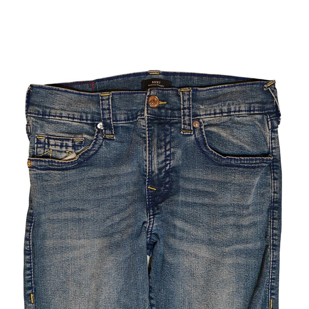 True Religion Ricky Straight Jeans Mens 33 Medium Wash Denim Classic Stitch - Picture 3 of 4